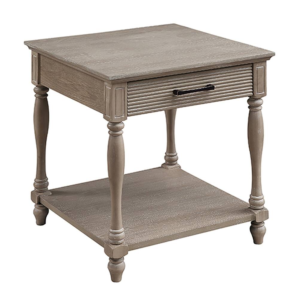 Michaela Weathered Oak End Table with Storage Drawer