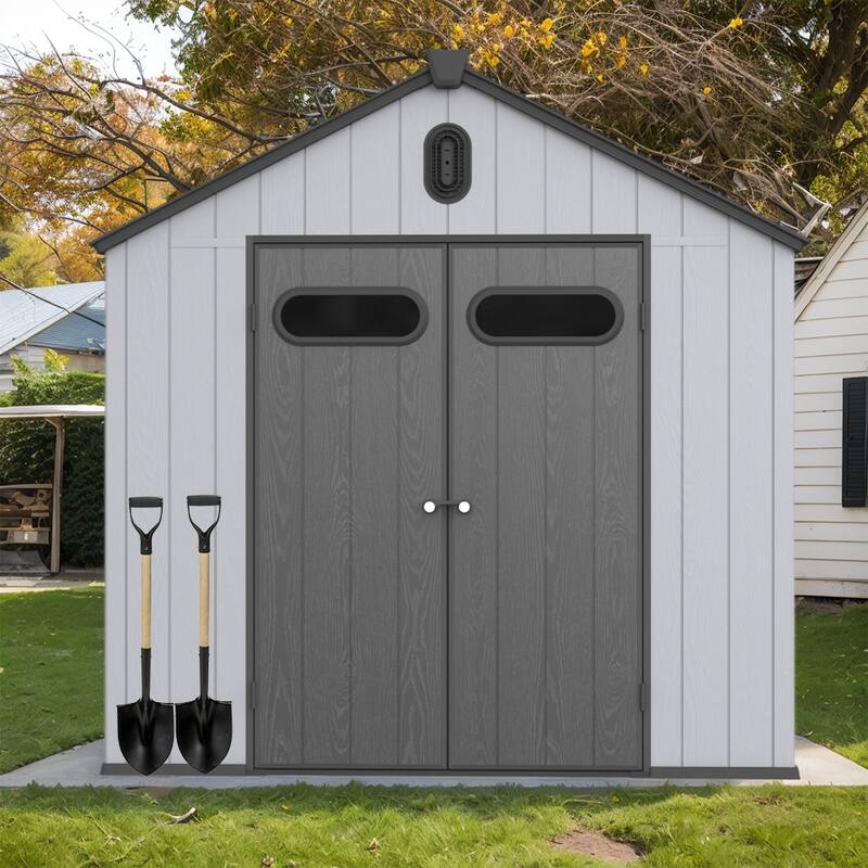 Large 8' x 10' Outdoor Plastic Resin Storage Shed w/Floor &Lockable - 8*10ft
