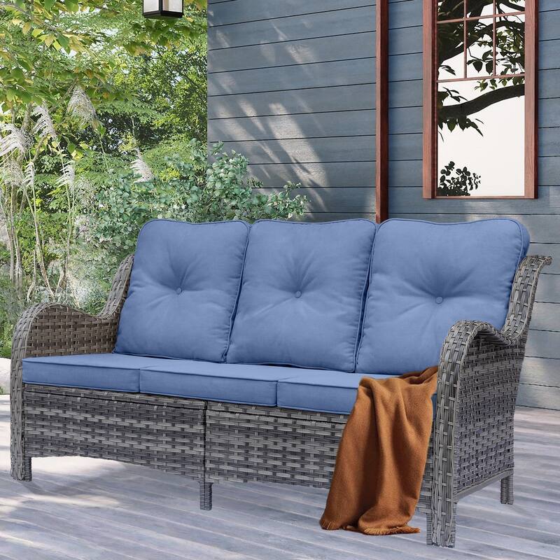 High Back Rattan Wicker Outdoor Patio Conversation Swivel chairs Sets