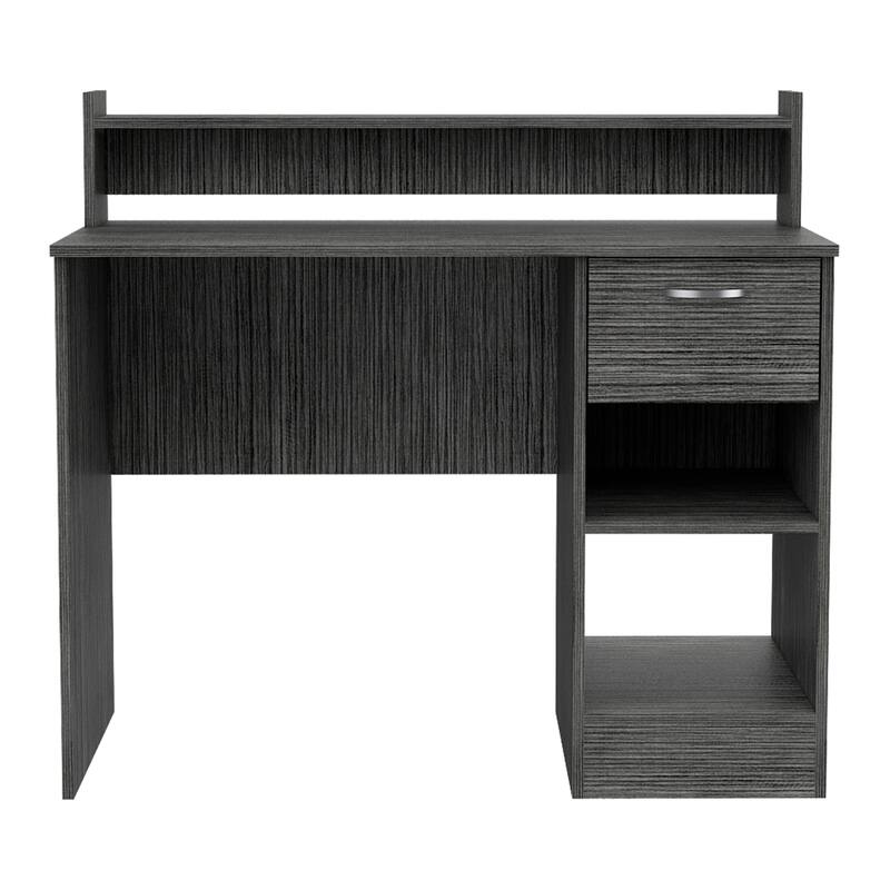 Modern Writing Desk with Storage Drawers, Open Shelf, and Stylish Hutch for Home Office or Study Room
