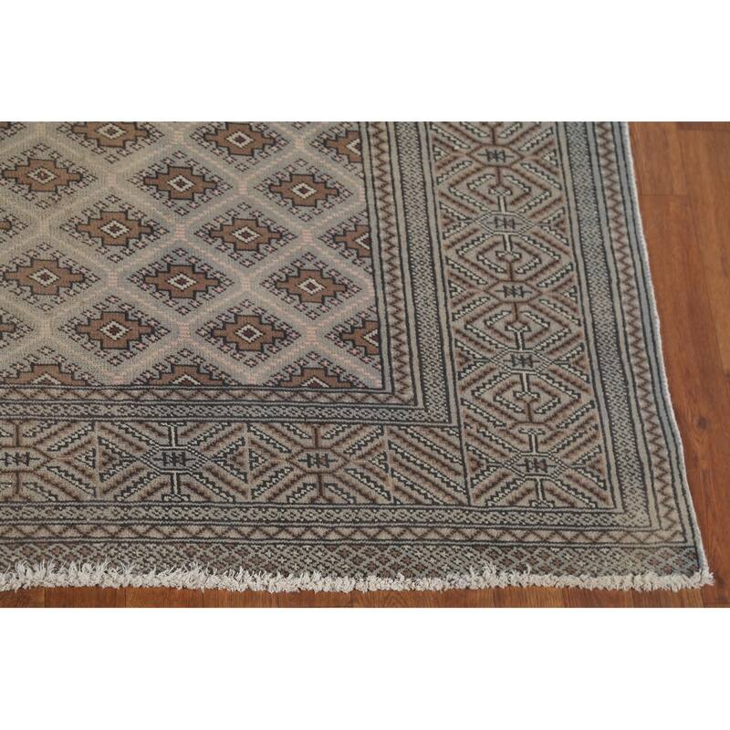 All-Over Geometric Turkoman Persian Vintage Rug Handmade Wool Carpet - 6'5"x 9'3"