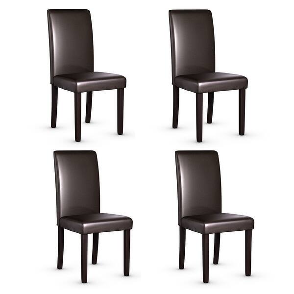 Shop Set Of 4 Urban Style Pu Leather Dining Side Chairs Solid Wood