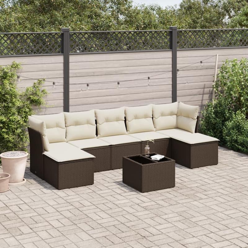 vidaXL Garden Sofa Set Brown, Cream White - 21.7 x 21.7 x 14.6