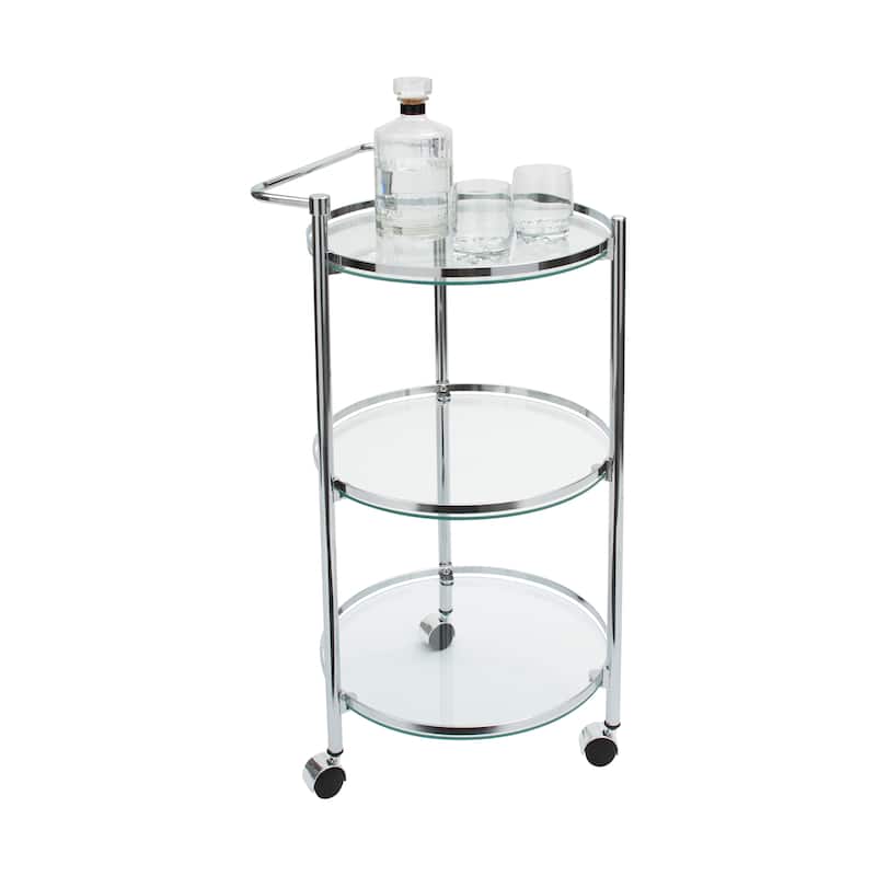 Organize It All Circular Tempered Glass Rolling Serving Cart - 15.25 x 16.75 x 29.75"
