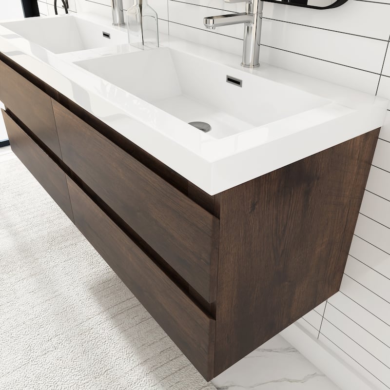 Floating Bathroom Vanity with two Resin Top