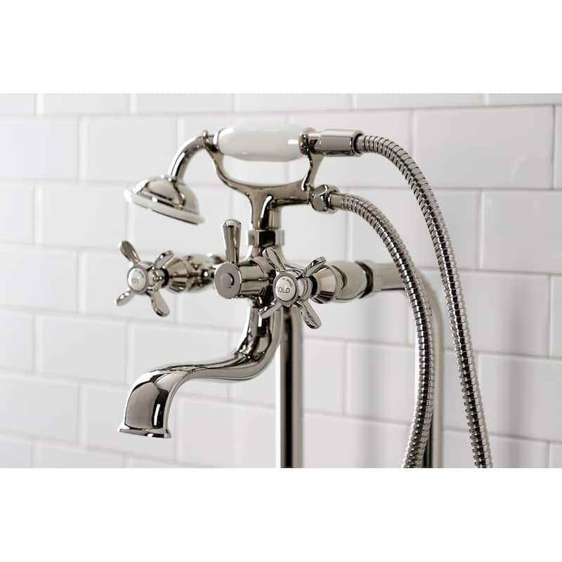 Essex Freestanding Clawfoot Tub Faucet Package with Supply Line in Matte Black