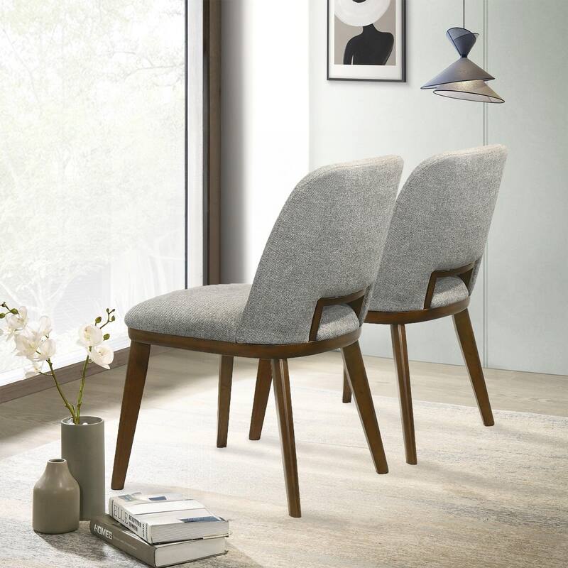 GDFStudio - Blake Modern Mid-Century Dining Chair with Fabric Upholstery & Solid Wood Base, Set of 2 - 24.8"W