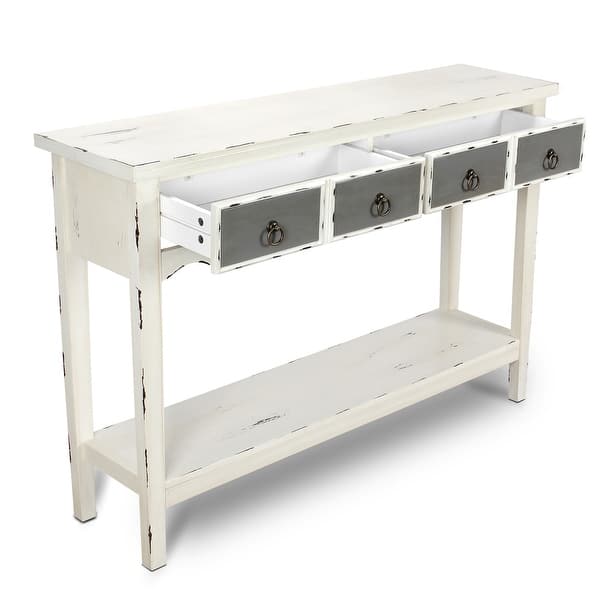 Shop Belleze Distressed Wood 2 Drawer Traditional Entryway Console