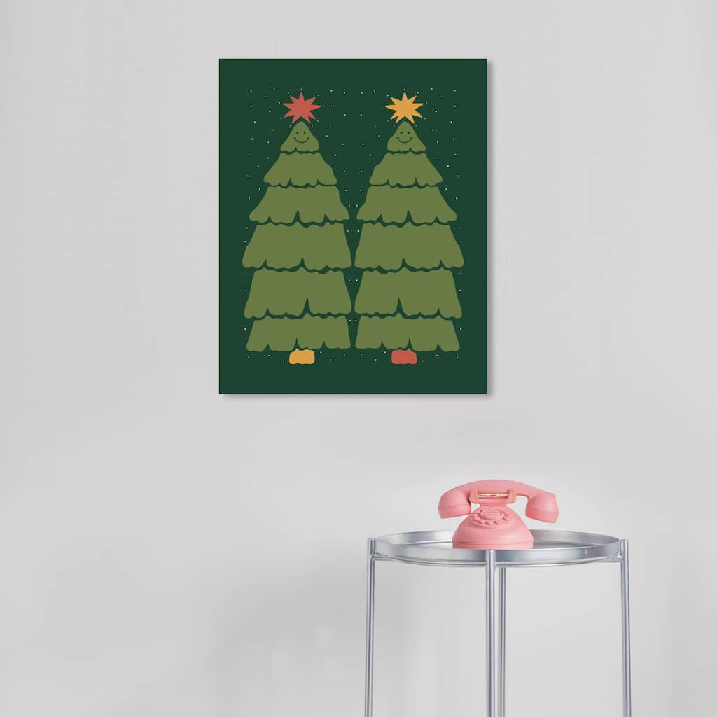 Wynwood Studio Canvas Holiday and Seasonal Reach the Stars Trees Green Modern & Contemporary Wall Art Canvas Print