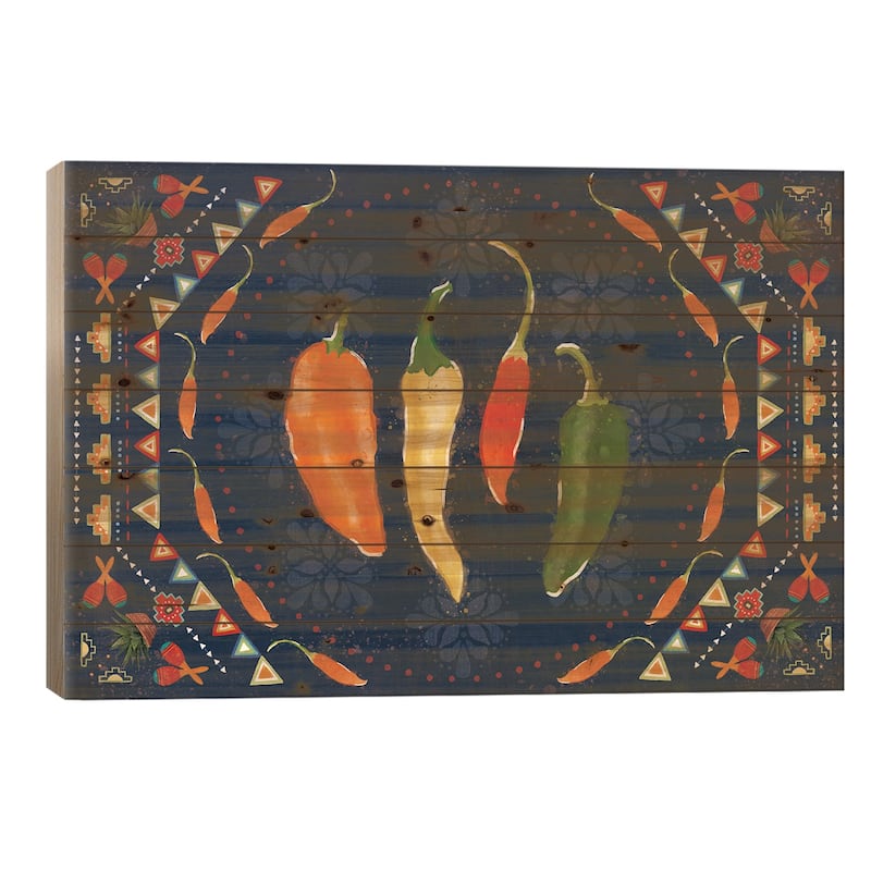 Tex Mex Fiesta I Dark Print On Wood by Veronique Charron - Multi-Color - 18x26x1.5