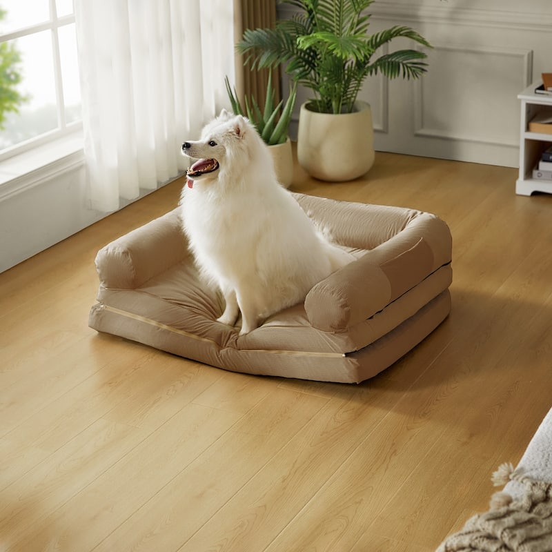 Human Dog Bed with Cooling Mat by HULALA HOME - Taupe