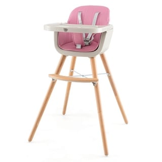 Babyjoy 3 in 1 Convertible Wooden High Chair Toddler Feeding Chair - 20.5" x 21.5" x 36"