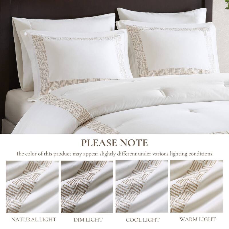 Harbor House Nile 4 Piece Cotton Sateen With Embroidery Oversized Comforter Set