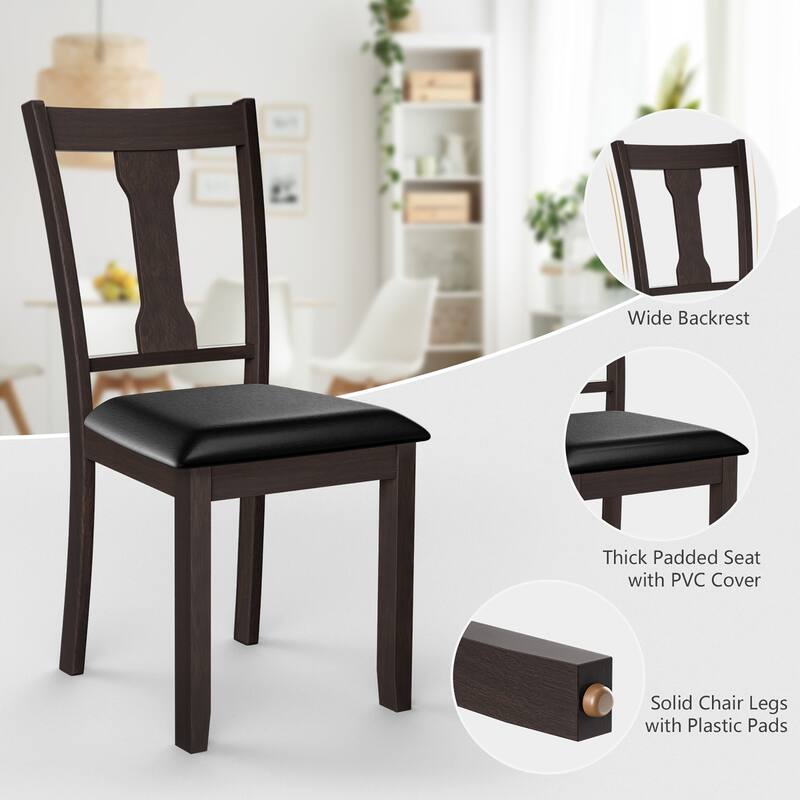 Set of 2 Dining Room Chair Coffee Rubber Wood Frame and Upholstered - See details