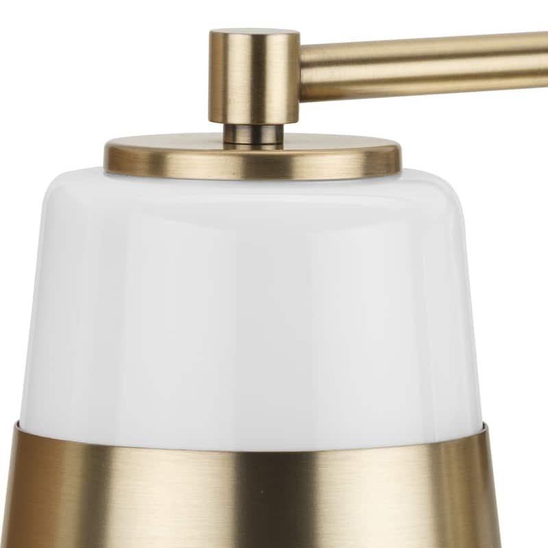 Haven Collection Four-Light Vintage Brass Opal Glass Luxe Industrial Bath Light - 34 in x 6.75 in x 7 in