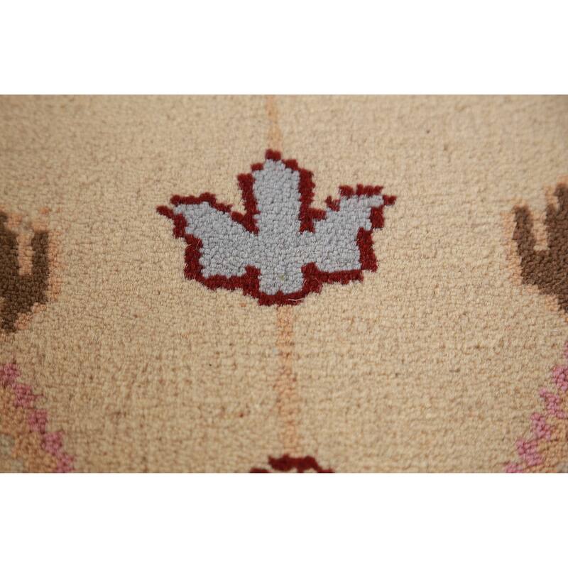 Hand Knotted Oriental 100% Wool Carpet Traditional Floral Peach Ziegler Area Rug - 7' 1'' X 5' 5''