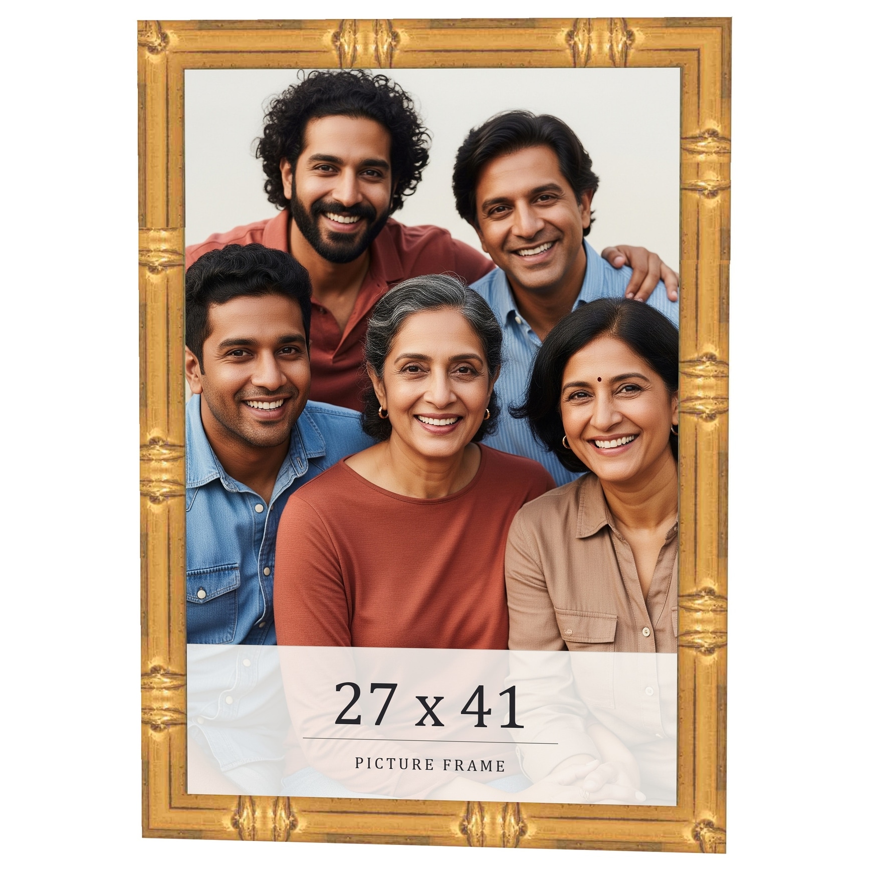 27x41 Frame Gold Bamboo Solid Wood Picture Frame | 1 Inch Moulding