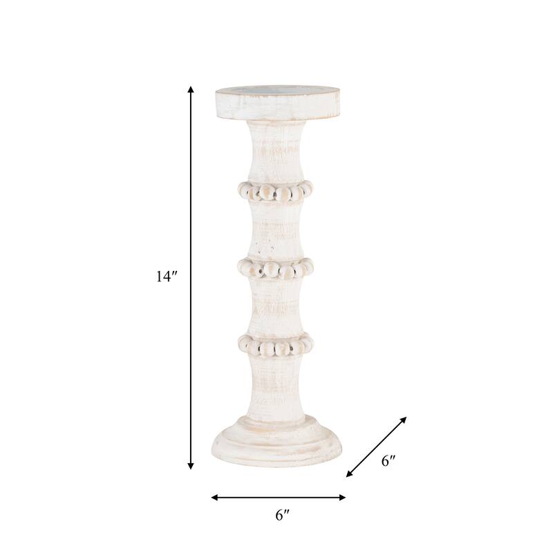 Sagebrook Home Artisanal Wood Pillar Candle Holders