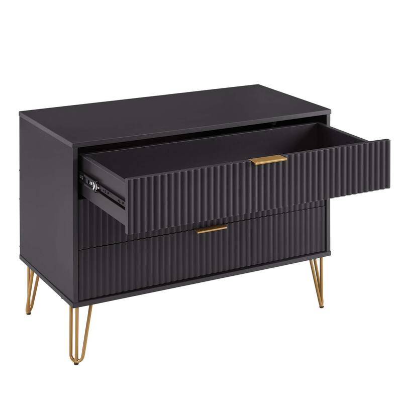 Manhattan Comfort 2-Piece Dumbo Modern Standard 3-Drawer Dresse 2.0 Nightstand Set