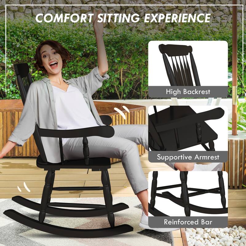 Outsunny Outdoor Wood Rocking Chairs Set Of 2 (Excluding the table)
