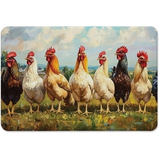 Chicken Brood Decorative Vinyl Kitchen Mat 30" x 20" Manufactured in The USA Waterproof Easy to Clean - 30x20