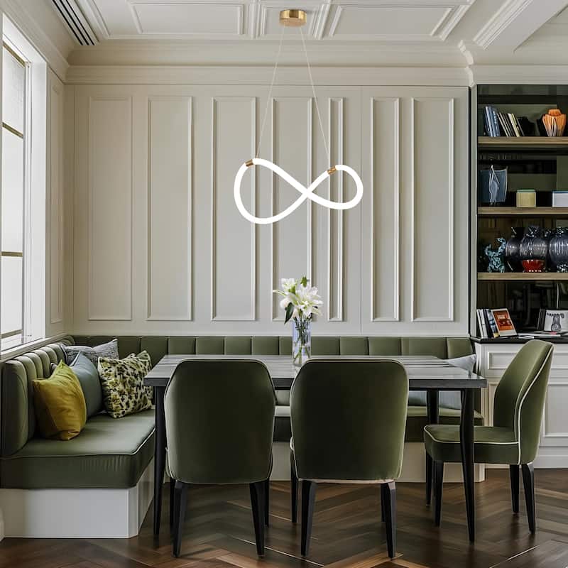 21.5 " Modern Integrated LED Chandelier White Gold Pendant Light for Dining Room