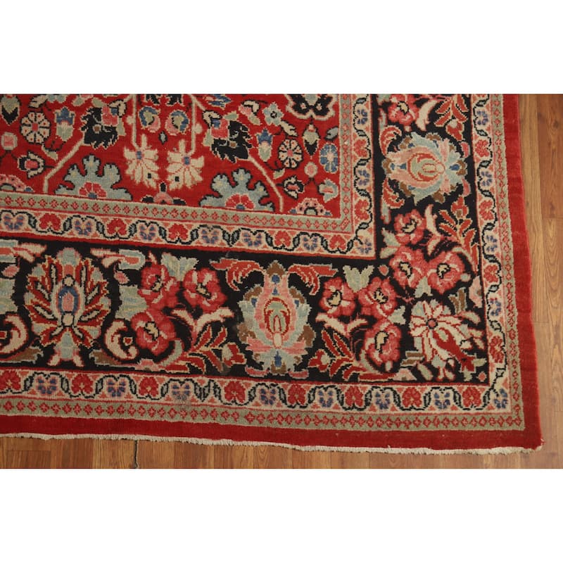 Hand Knotted Oriental 100% Wool Carpet Traditional All-Over Red Mahal Area Rug - 12' 8'' X 9' 6''