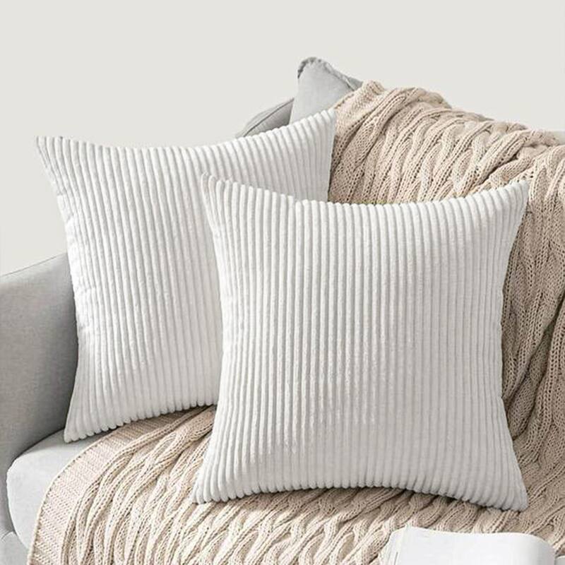 Set of 2 Decorative Corduroy Throw Pillows for Couch & Bed