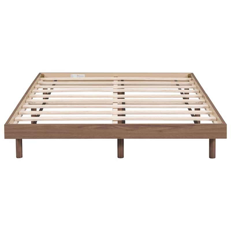 Modern Design Full Size Floating Platform Bed Frame, Beige