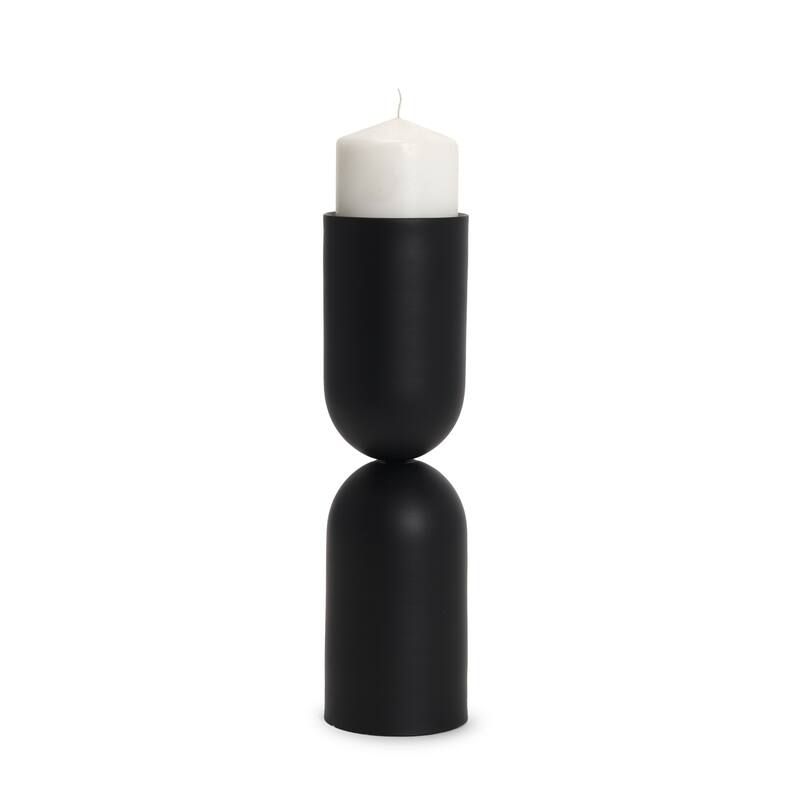 Qamra Tall Black Metal Pillar Candle Holder - 3.5 x 3.5 x 12.5