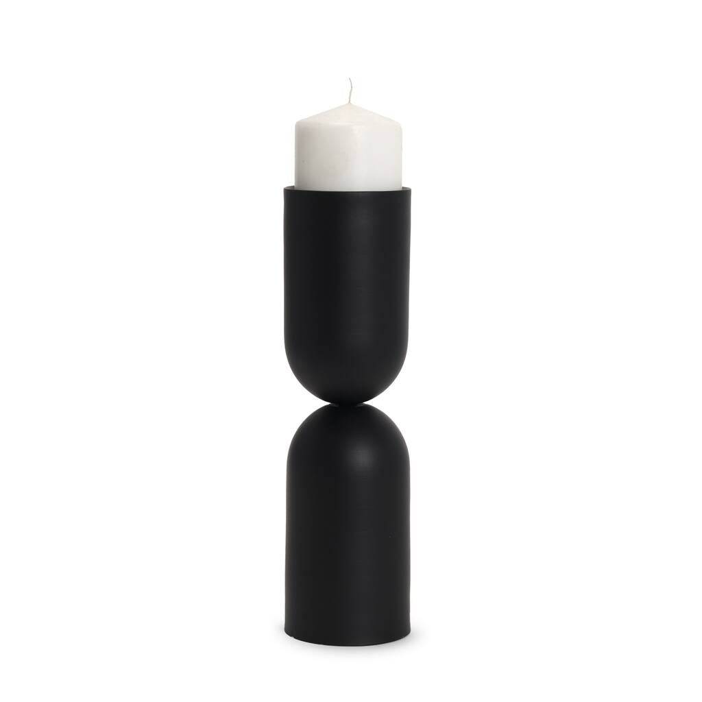 Qamra Tall Black Metal Pillar Candle Holder - 3.5 x 3.5 x 12.5