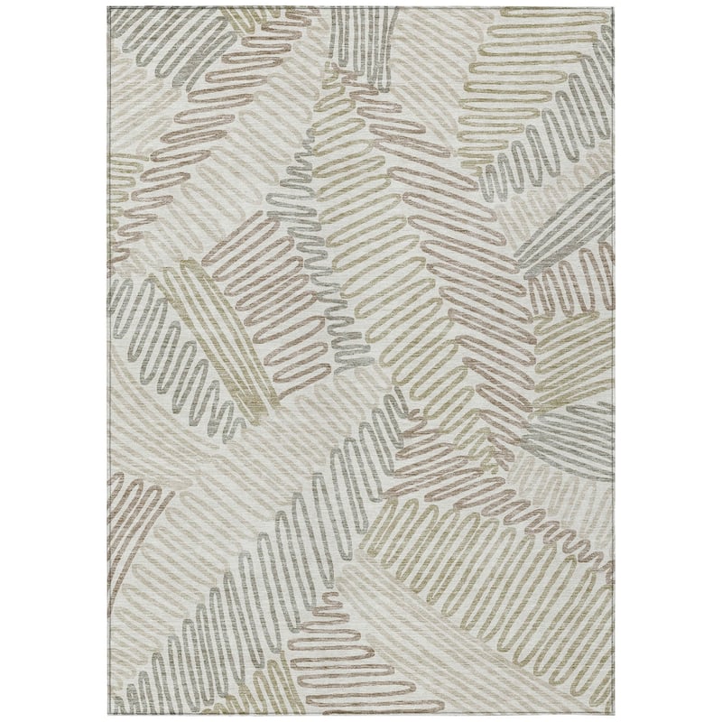 Machine Washable Indoor/ Outdoor Chantille Contemporary Squiggles Rug