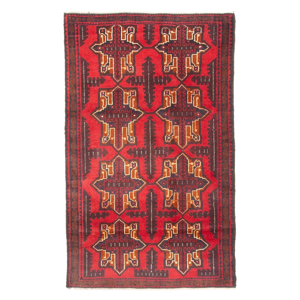 ECARPETGALLERY Hand-knotted Teimani Red Wool Rug - 4'6" x 6'0"