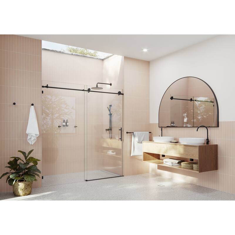 Glass Warehouse 64 in. - 68 in. x 78 in. Frameless Sliding Shower Door