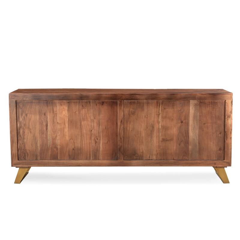 Handmade Seesham Wood Sideboard with Gold Legs (India)