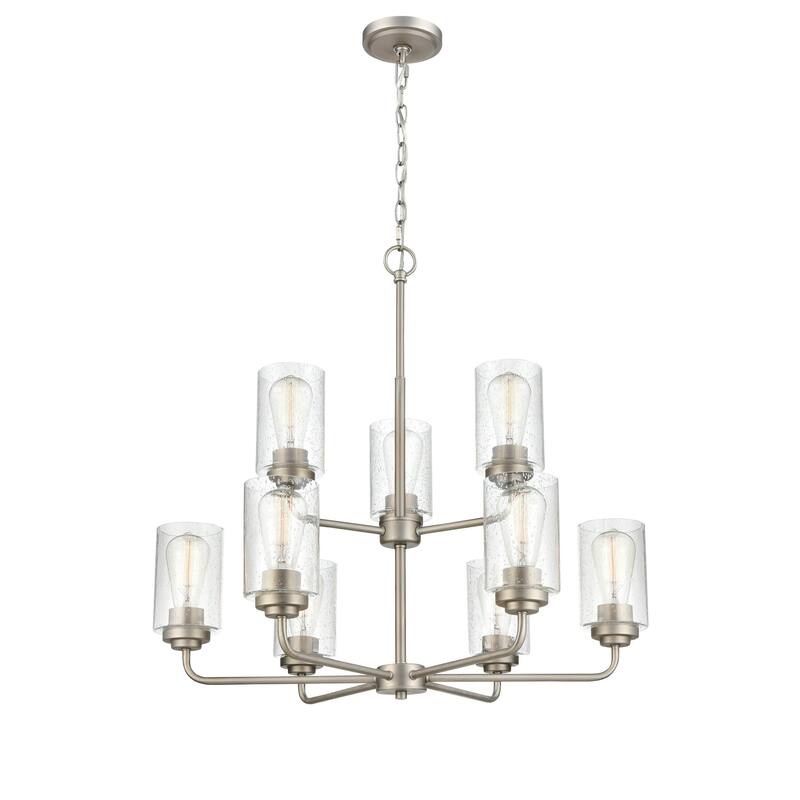 Millennium Lighting Moven 9 Light Chandelier in Multiple Finishes with Seeded Glass Shades