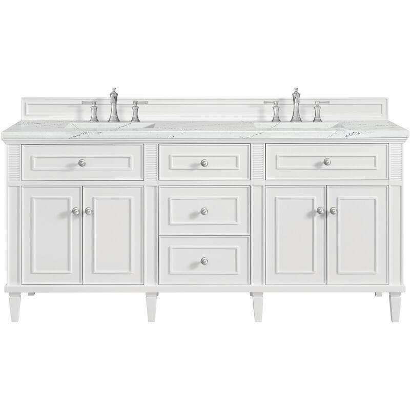 James Martin Vanities 424-V72-FENC Lorelai 72" Free Standing Double - Bright White
