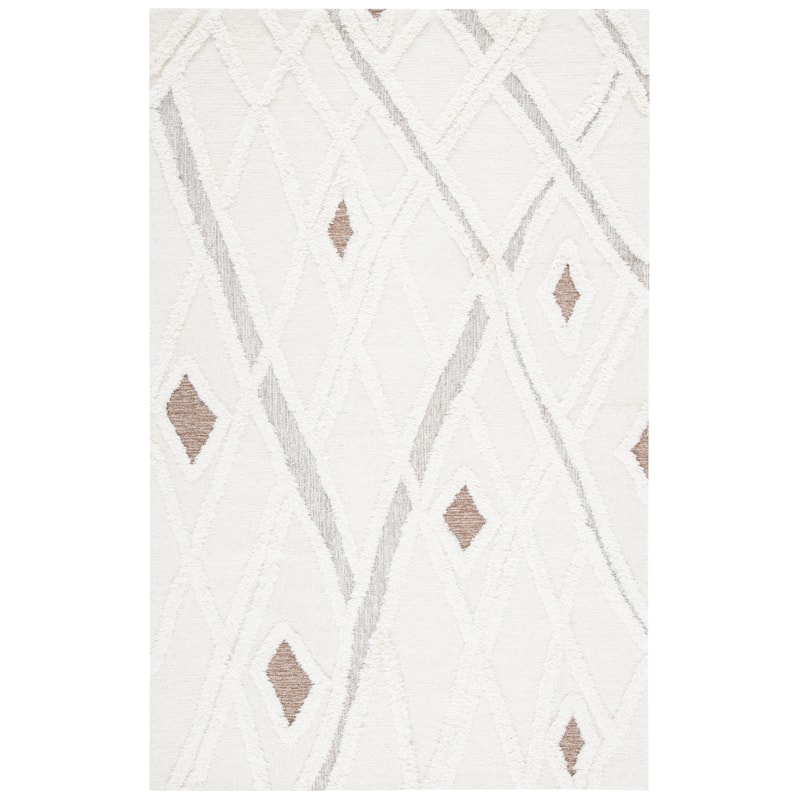 SAFAVIEH Handmade Casablanca Griet Moroccan Wool Rug - 2' x 3' - Ivory/Brown