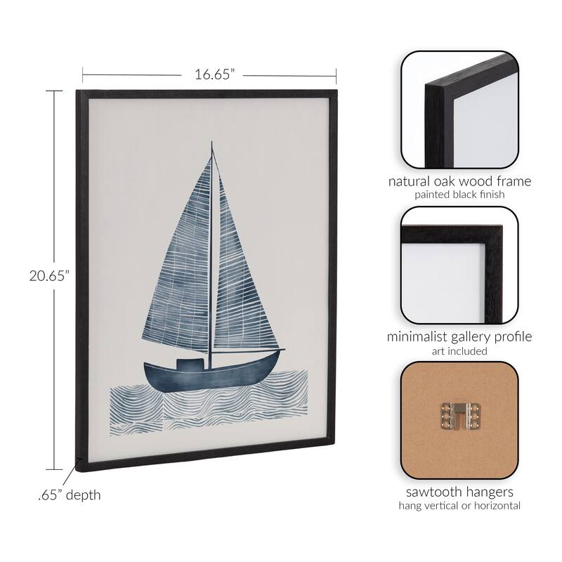 Kate and Laurel Gallery Nautical Blue Sailboat Print