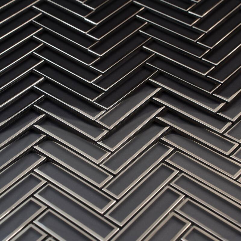 Mirari 12x12 in. Glossy Glass Herringbone Mosaic Wall Tile (4.59 sq ft/case, 5-Pack)