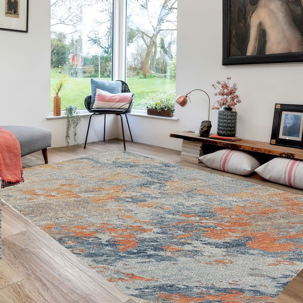Allen 8 x 10 Area Rug, Indoor Outdoor, Bright Multicolor Abstract Polyester - 8 x 10