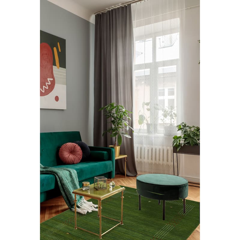 ECARPETGALLERY Hand Loomed Kashkuli Gabbeh Green Wool Rug - 5'0 x 7'11