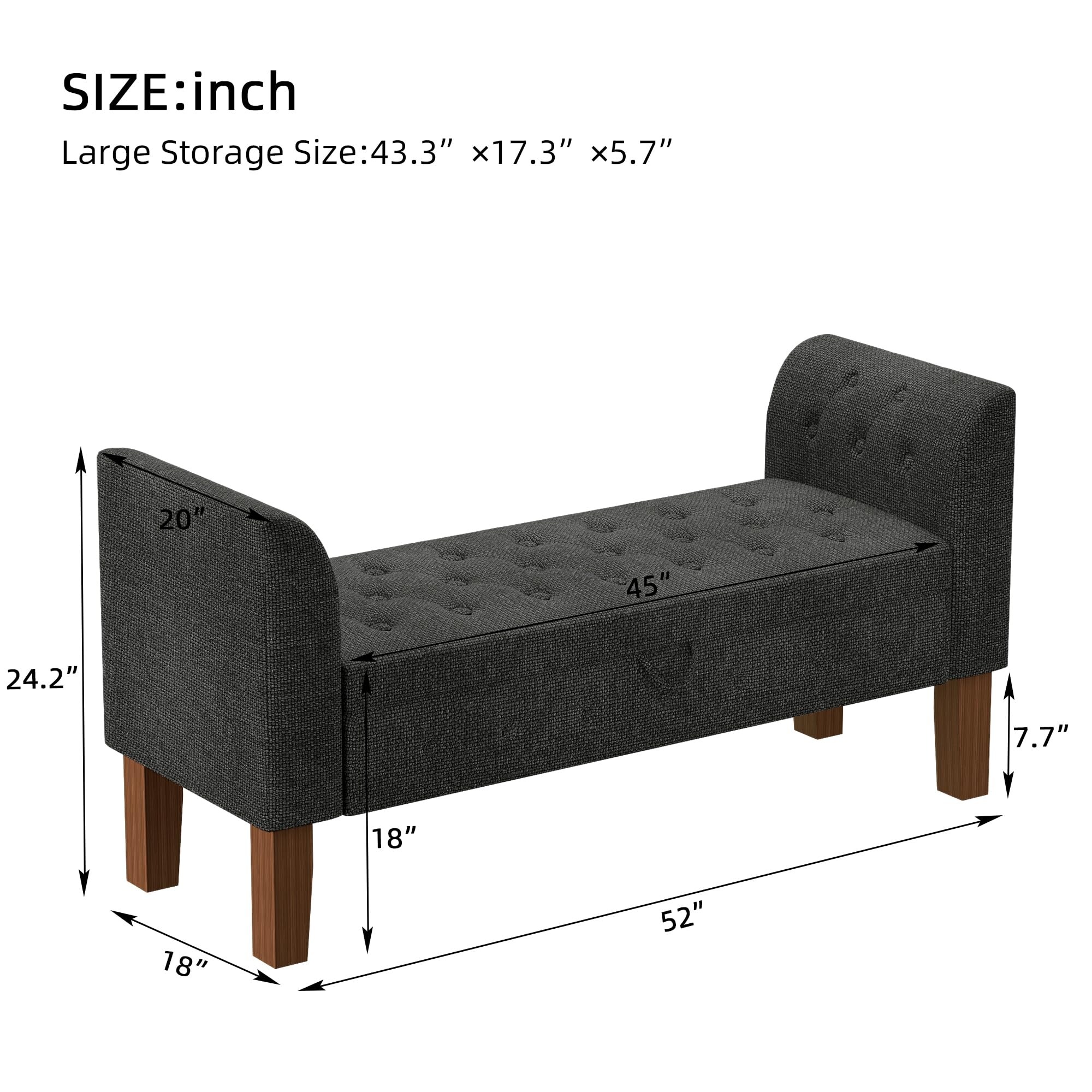 Bench with arms and storage sales
