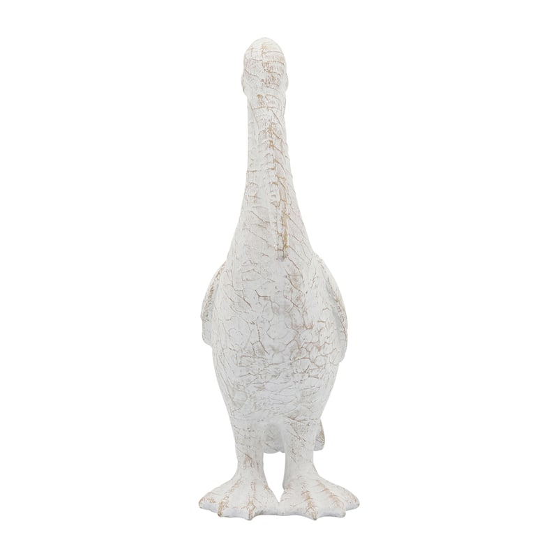 White Ceramic Pelican Statue Contemporary Coastal Distressed White Decorative Pelican Sculpture for Home or Office - 8.5" x 4.5" x 14" - Textured White