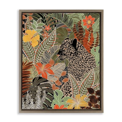 Stupell Leopard in Jungle Pattern Framed Floater Canvas Wall Art Design by Cat Thurman Designs