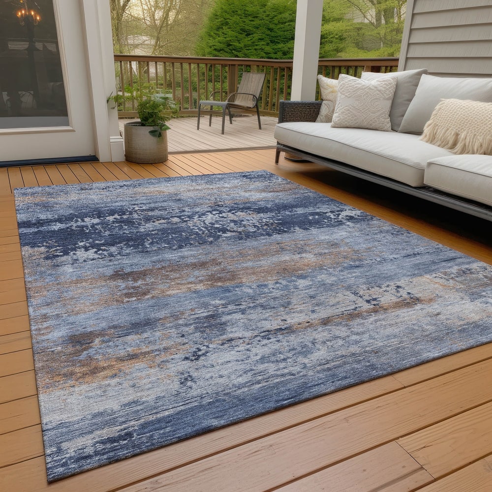 Machine Washable Indoor/Outdoor Contemporary Chantille Rug