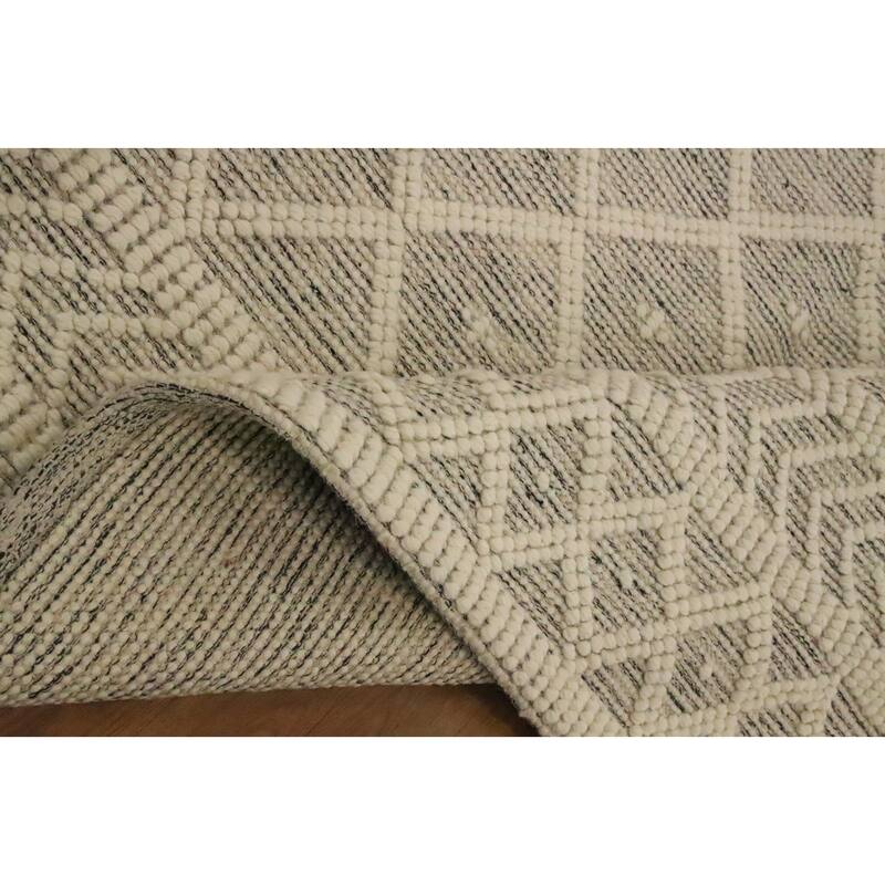 Hand Knotted Oriental 100% Wool Carpet Modern Geometric Beige & Ivories Modern Gotti Design Area Rug - 7' 4'' X 4' 10''