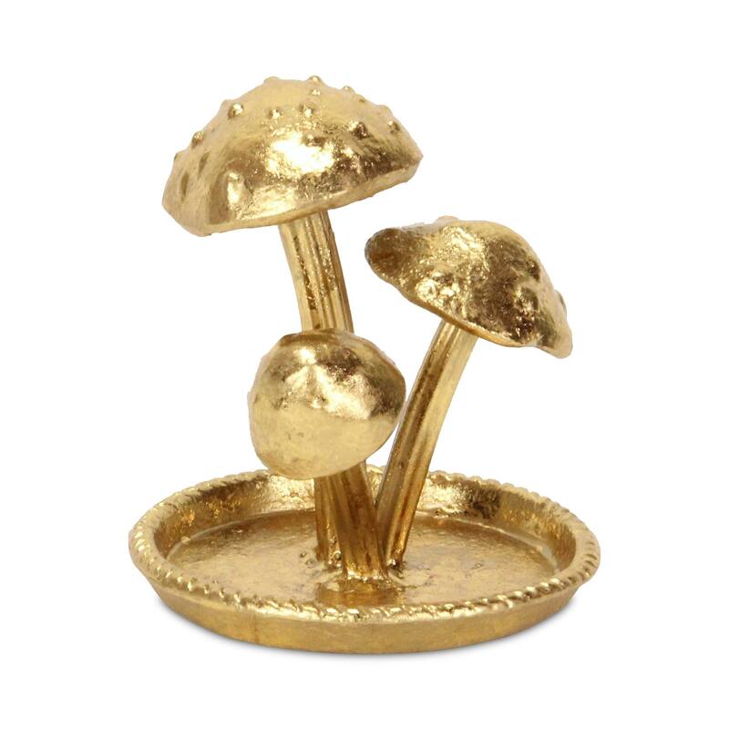 Hareton Cast Iron Golden Mushroom Trio Table Decor