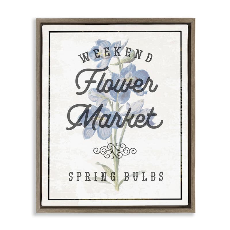 Stupell Weekend Flower Market Framed Floater Canvas Wall Art Design By Lil' Rue - 17 x 21 - Brown