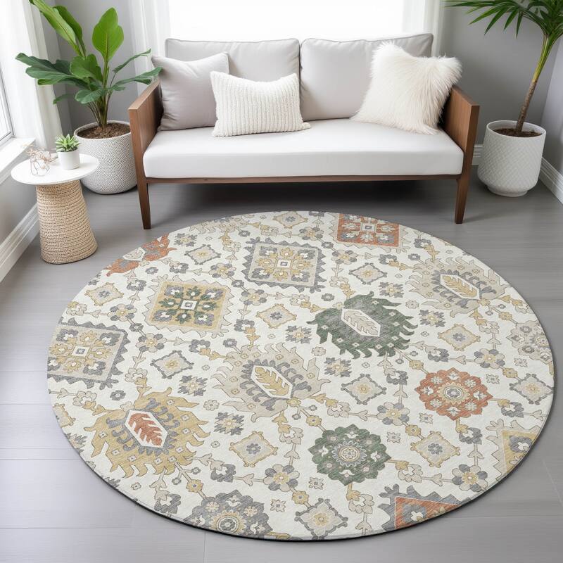 Machine Washable Indoor/Outdoor Boho Global Chantille Rug